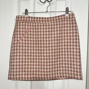 Beth Bowley Pink & Cream Tweed Houndstooth Print Mini Skirt - Size 4